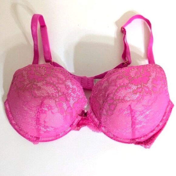 Like New Victoria's Secret Dream Angels Push-Up Lace Pink Bra 36C - Picture 1 of 6